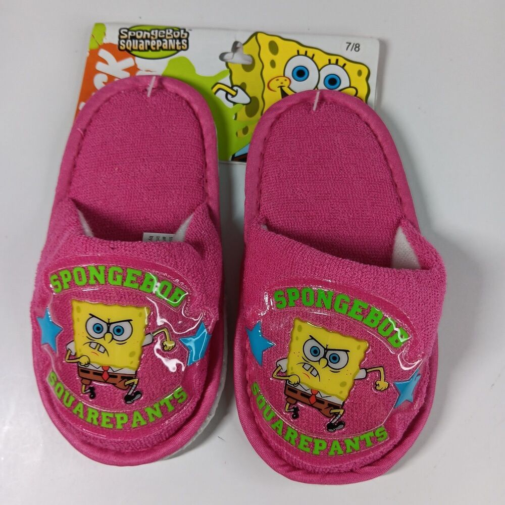 Nickelodeon Nick Jr Toddler Girls Spongebob Slippers 7/8 Pink NWT 2005